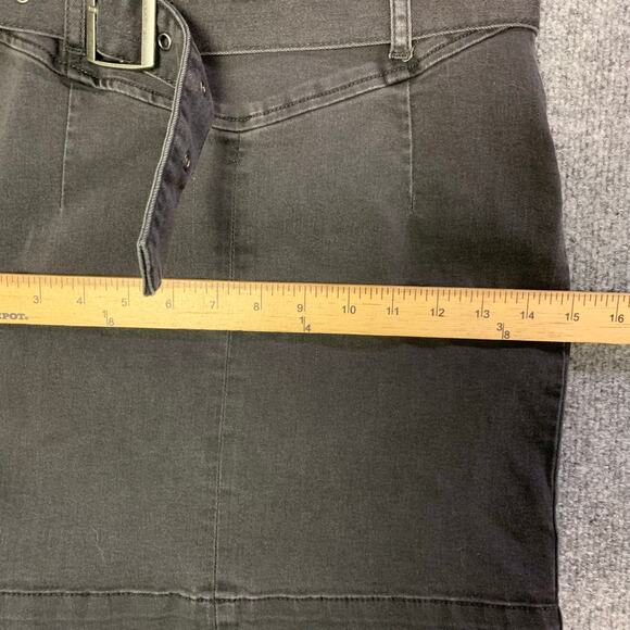 FREE PEOPLE Belted Black Denim Pencil Mini Skirt SZ 0 - Picture 4 of 9